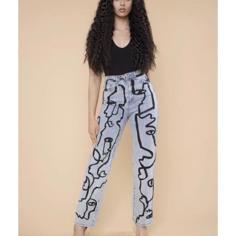 Ma Cherie Face / What’s her Face Straight Leg Jeans / Unique / sz 5